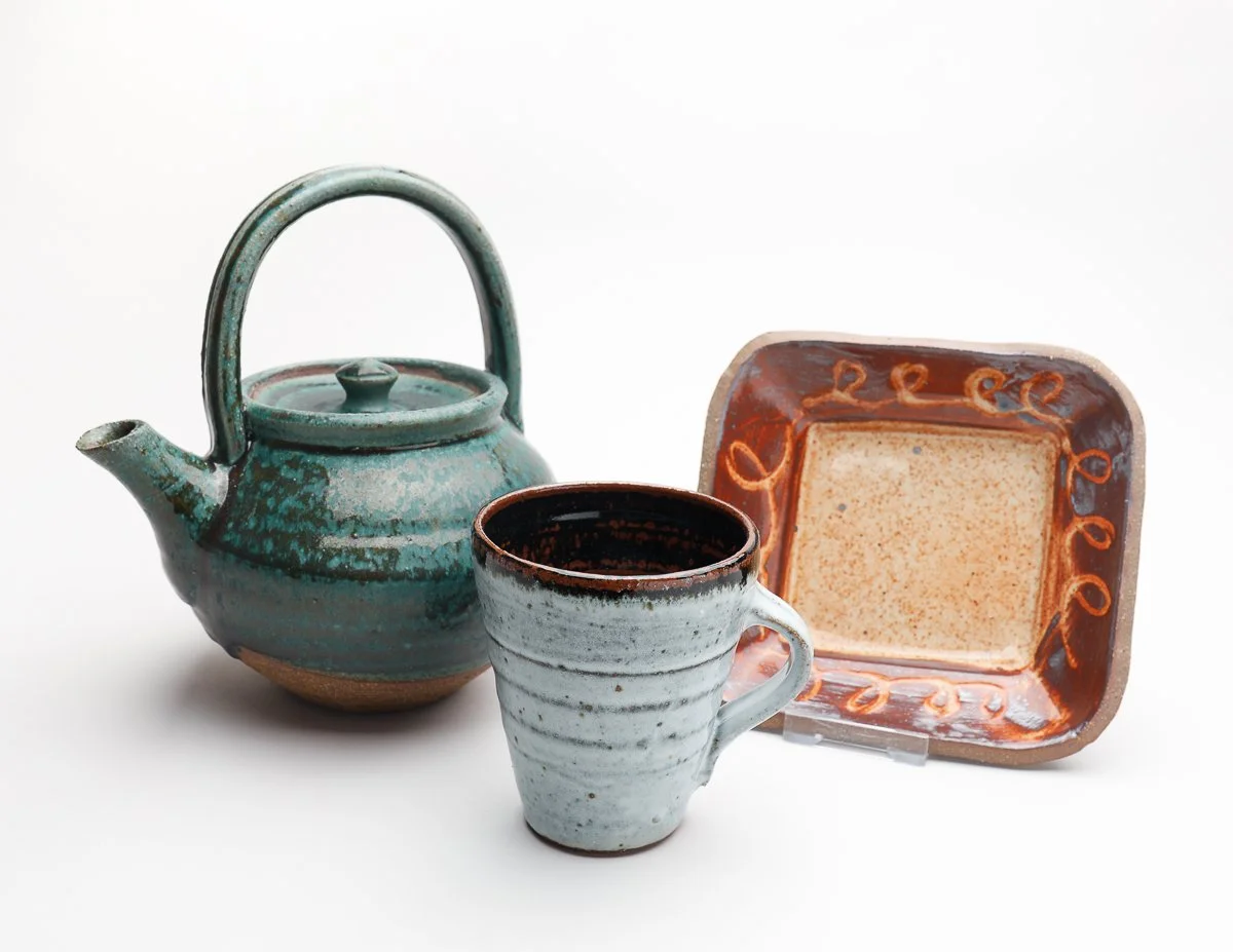   Teapot by Amy Wilson, Mug by Callum Cowie, Square Dish by Imogen Kempton  