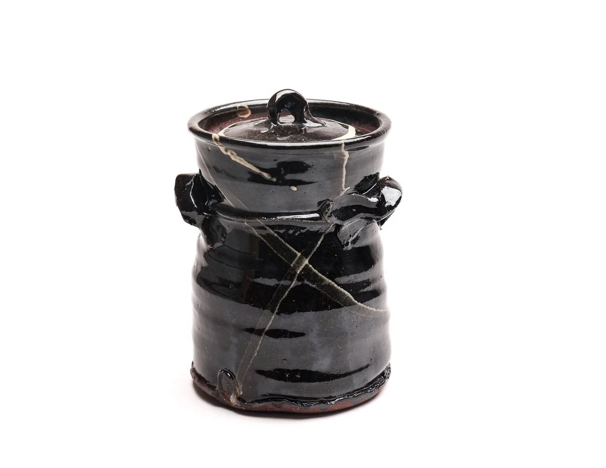 Medium Black Lidded Jar, HJ43