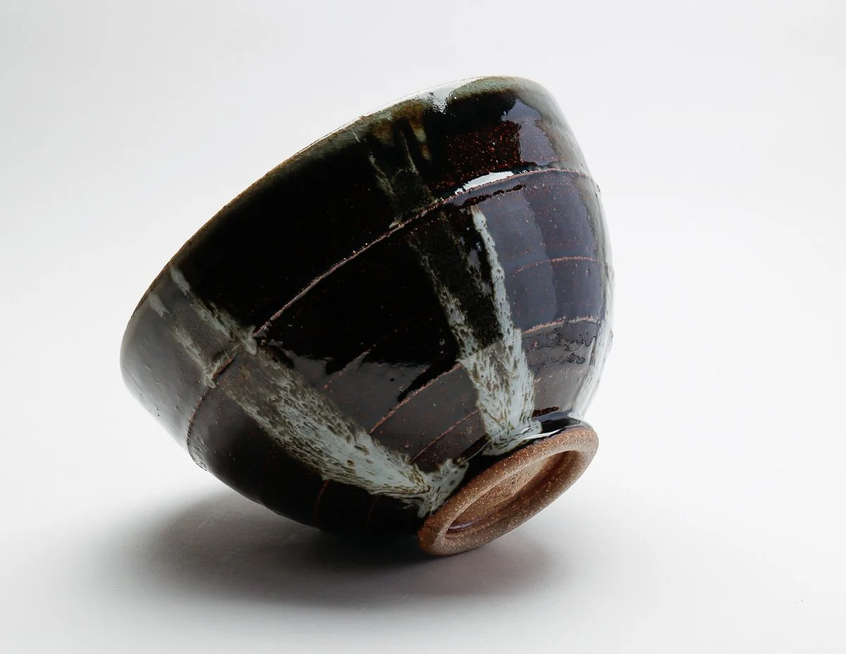 Large bowl with tenmoku, nuka and celadon glaze