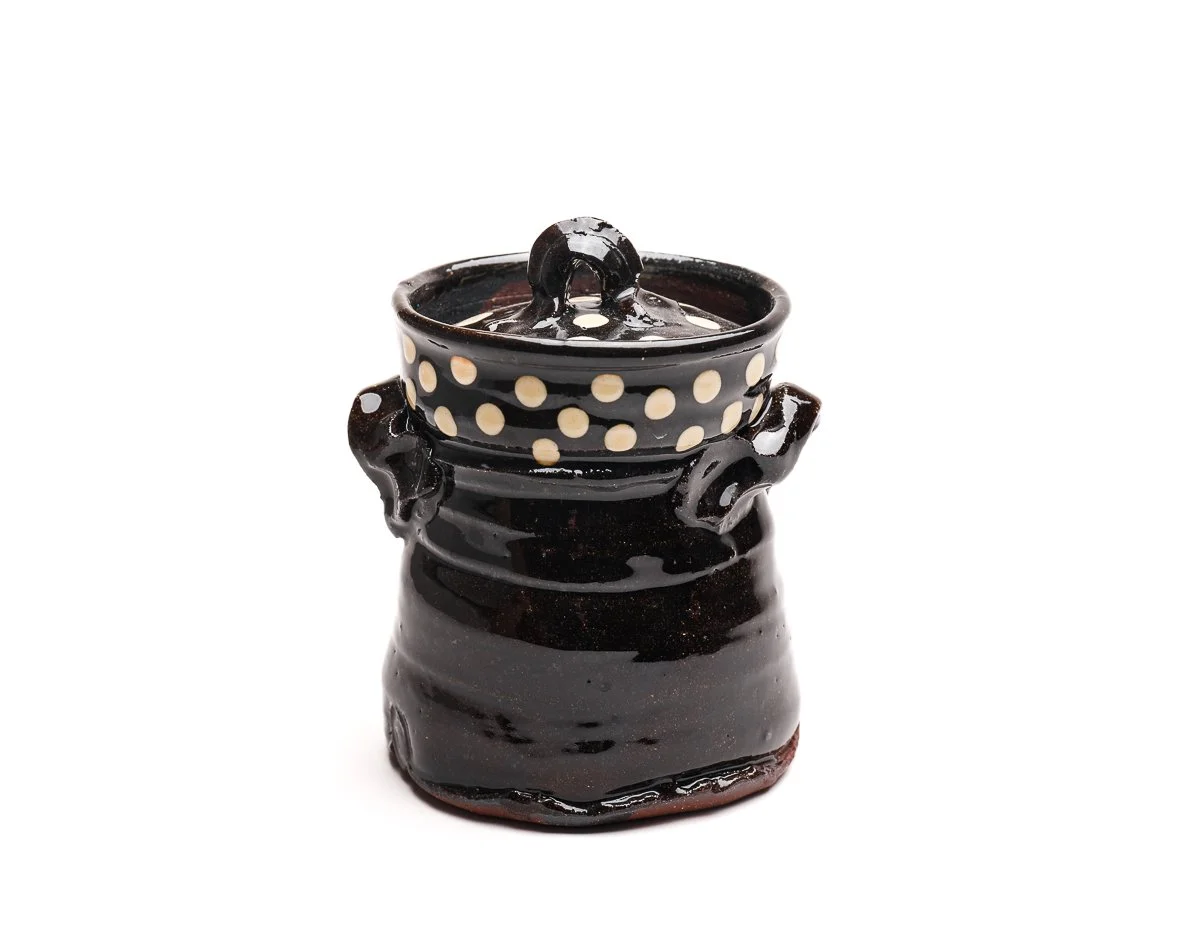 Medium Black Lidded Jar, HJ18