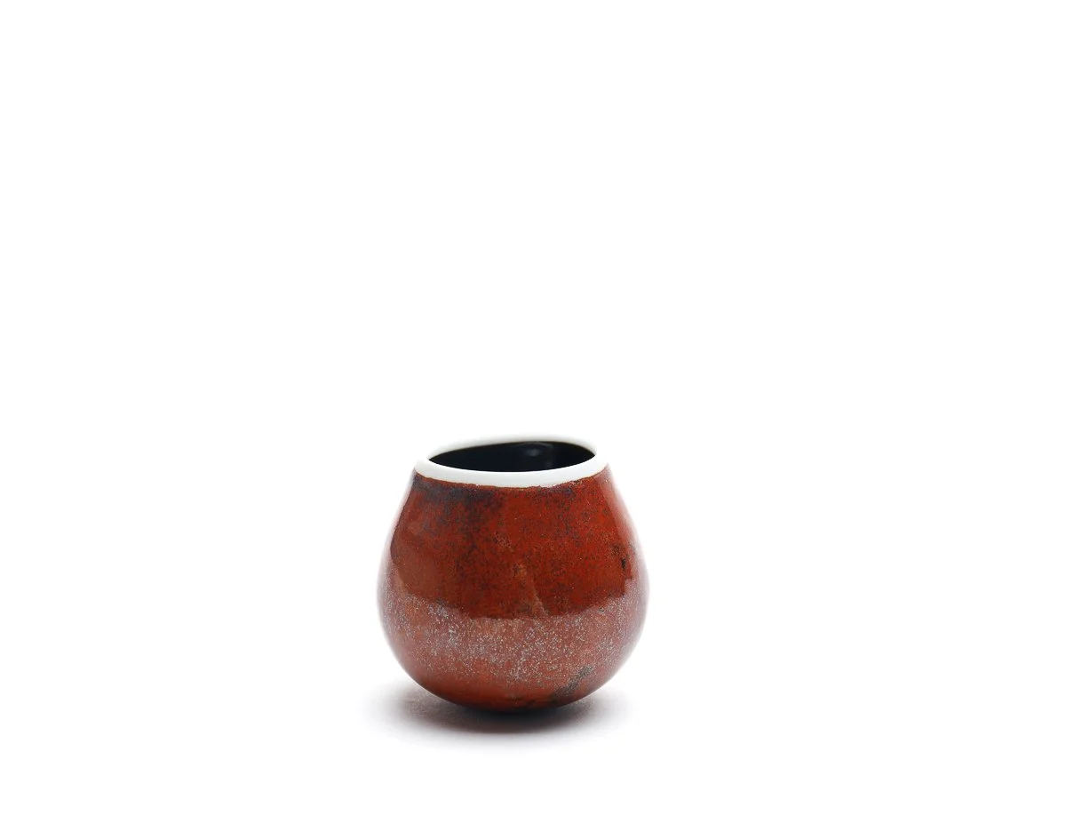 Small Red and Tenmoku Rocking Bowl, CK394