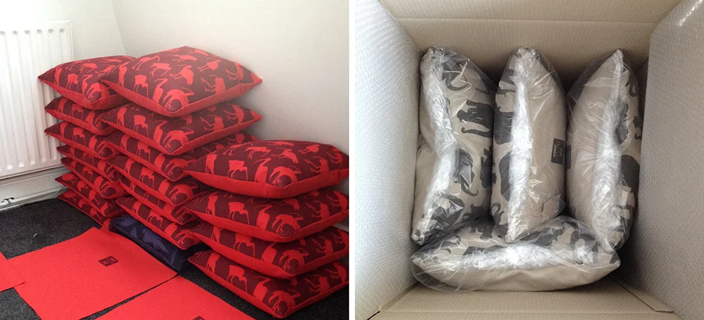 Cushions ready for dispatch