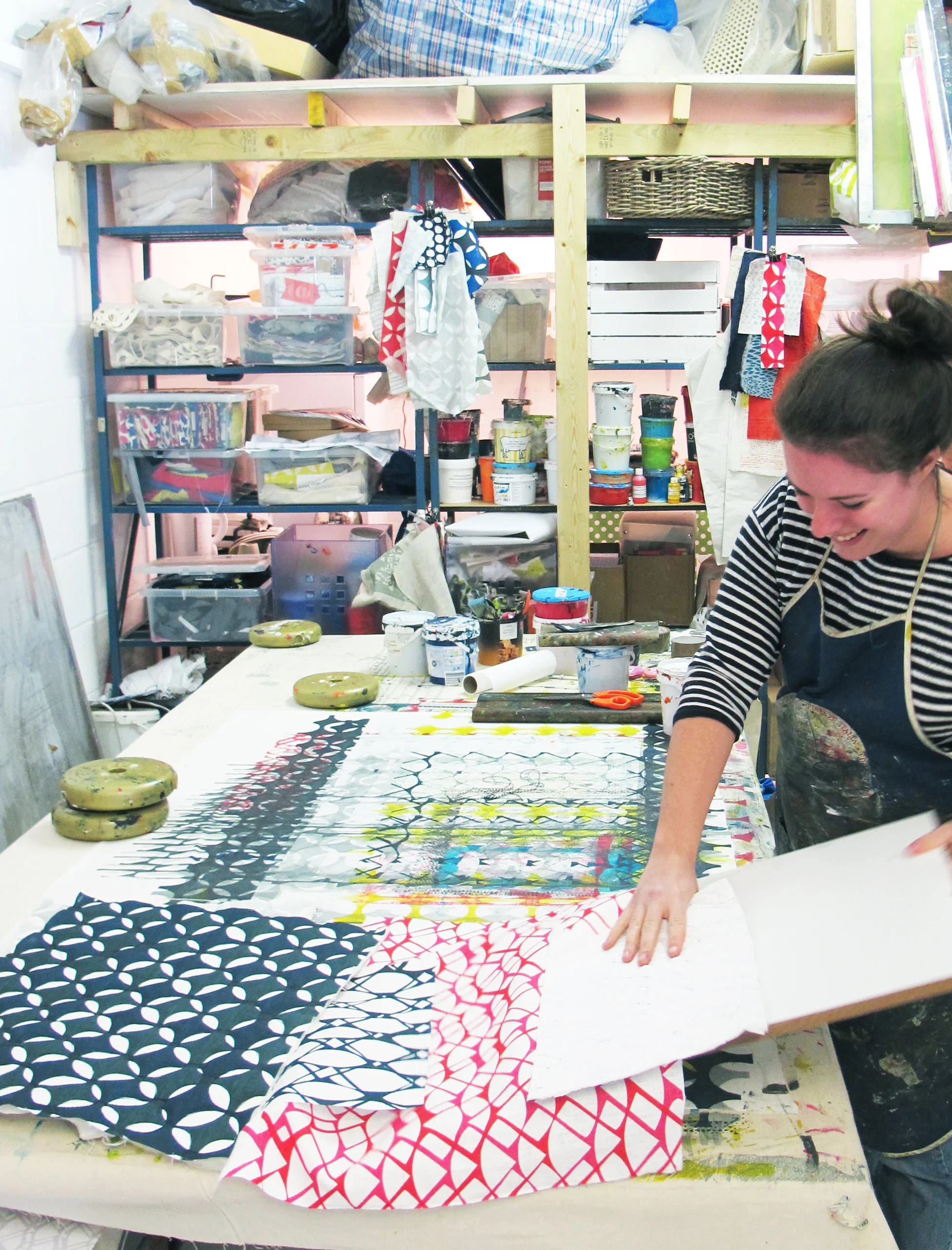 'Georgia at her print table'