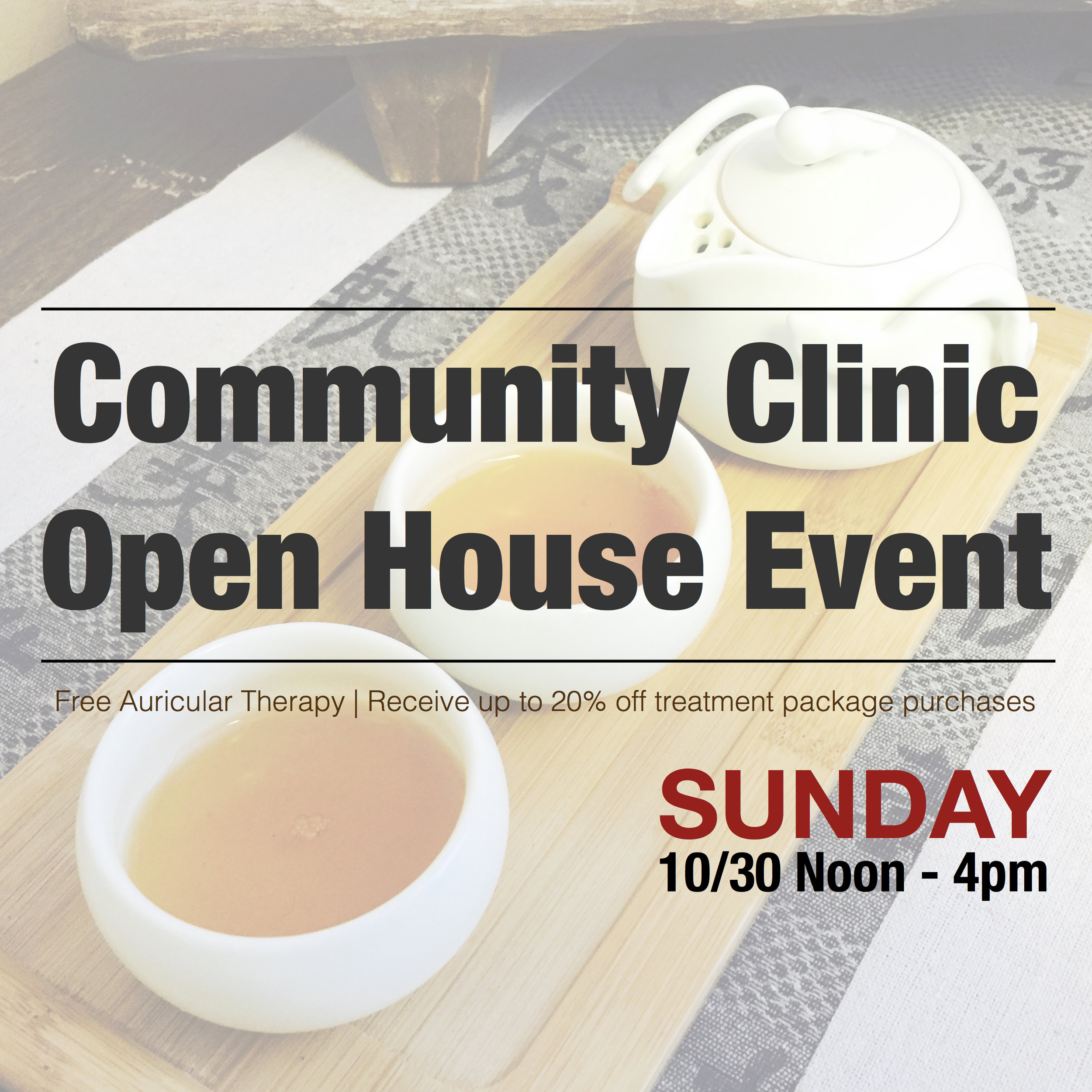 Community Clinic | Open House Event: Sunday 10/30: 12pm - 4pm!