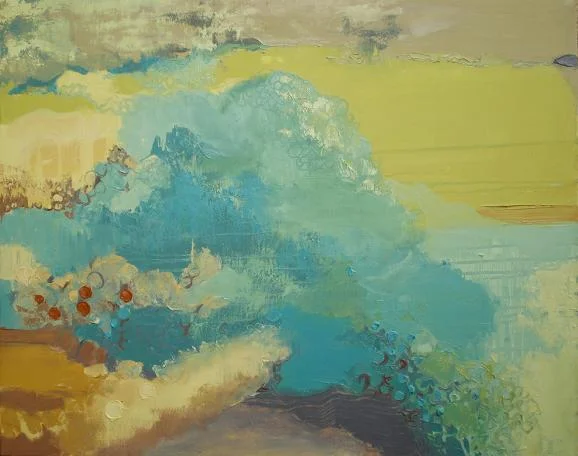 Soft Teal and yellow 24" x 30" 2007
