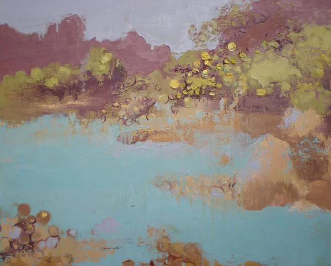 Scene Blue Green and Lime Green 24" x 30" 2008