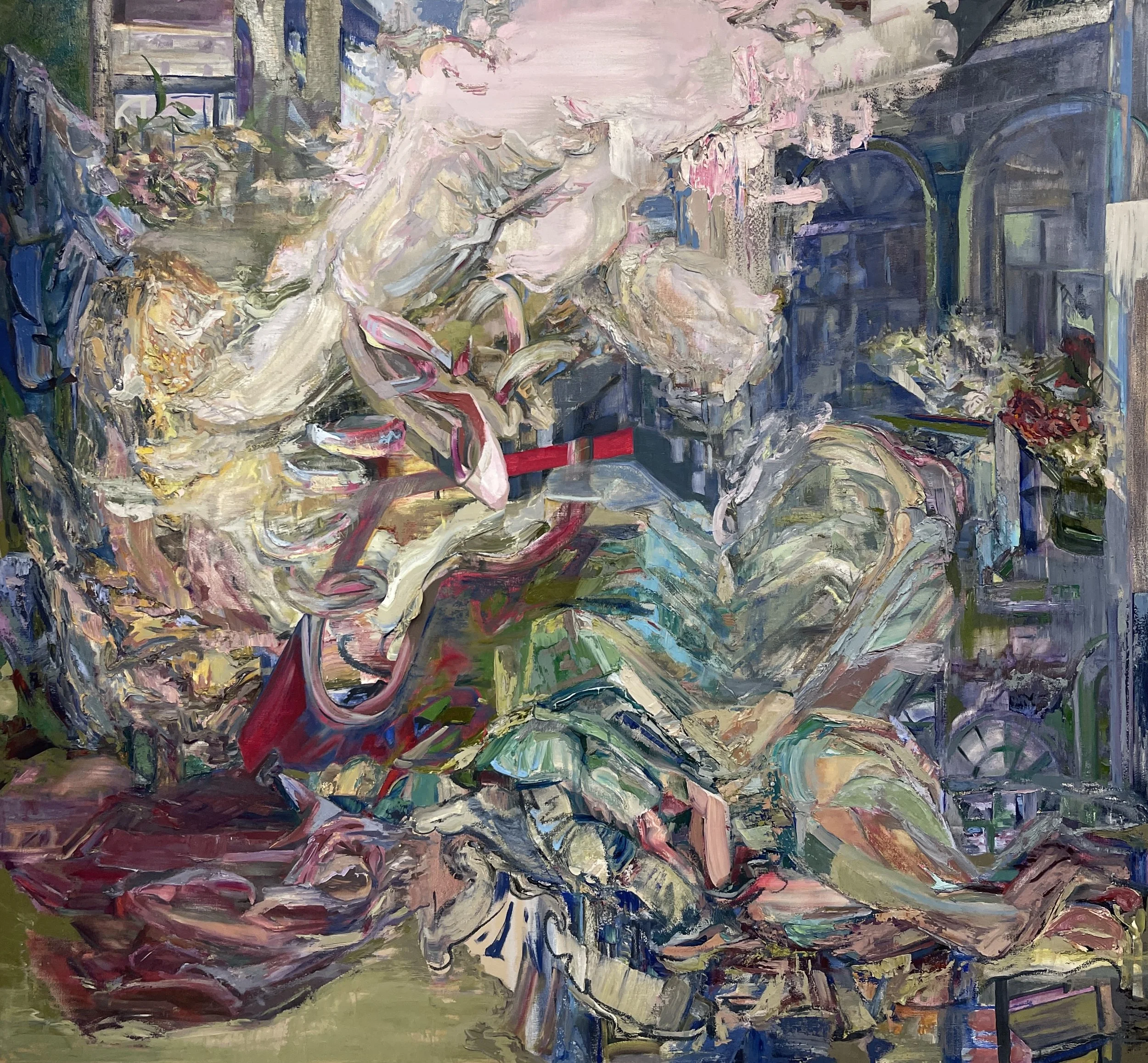 Churning Decadence Oil Paint on Canvas 60” x 65” 2020- 2026 