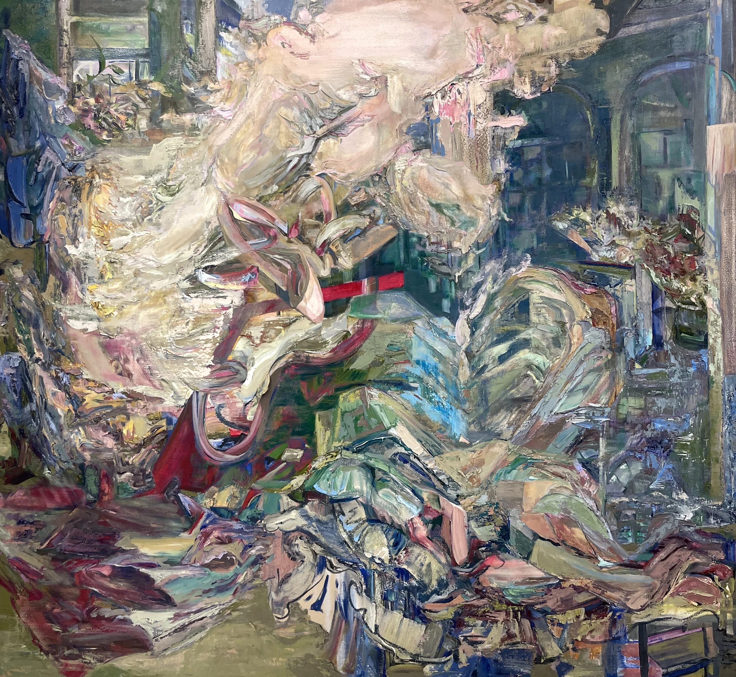 Churning Decadence Oil Paint on Canvas 60” x 65” 2020- 2026 