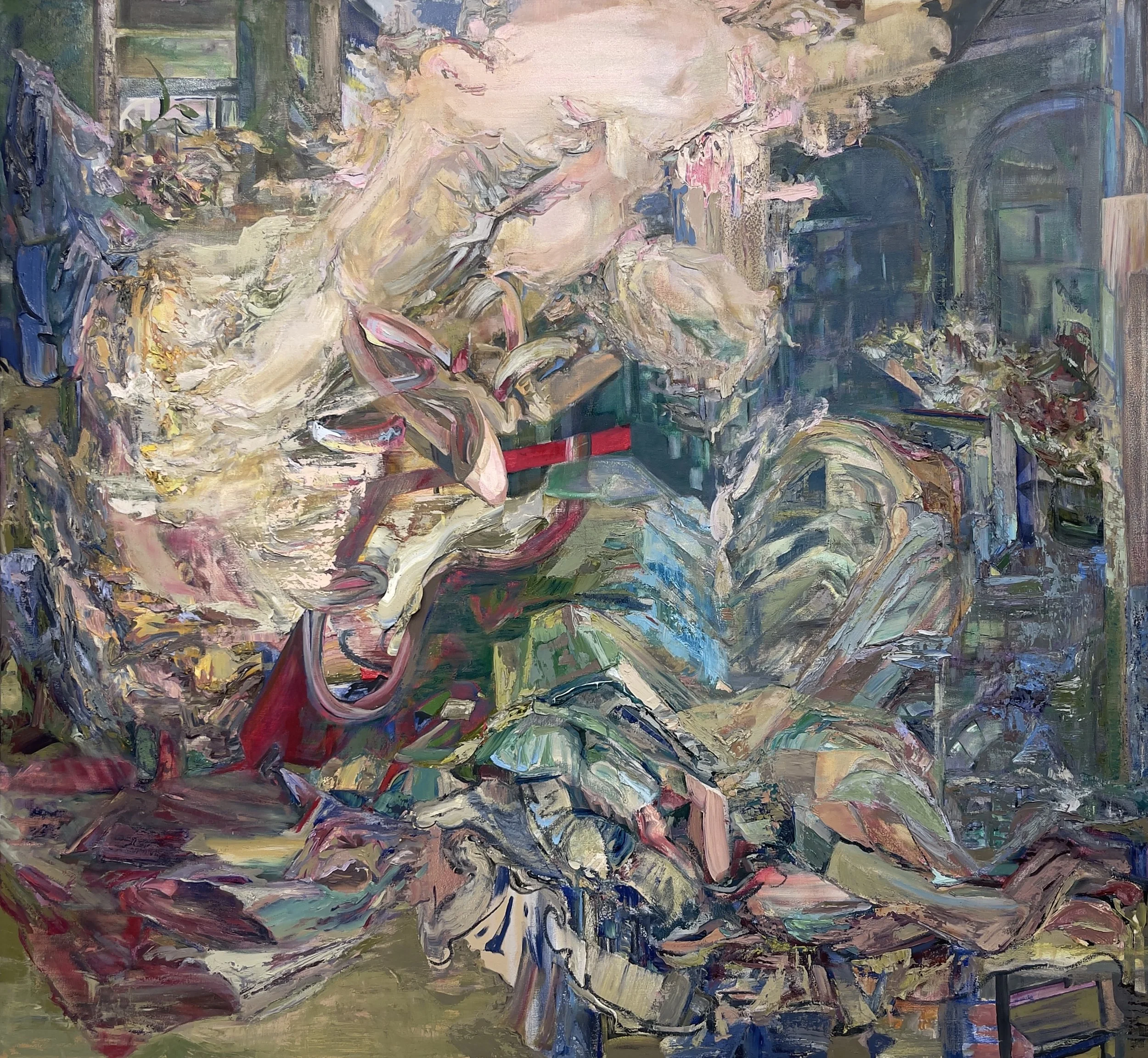 Churning Decadence Oil Paint on Canvas 60” x 65” 2020- 2026 