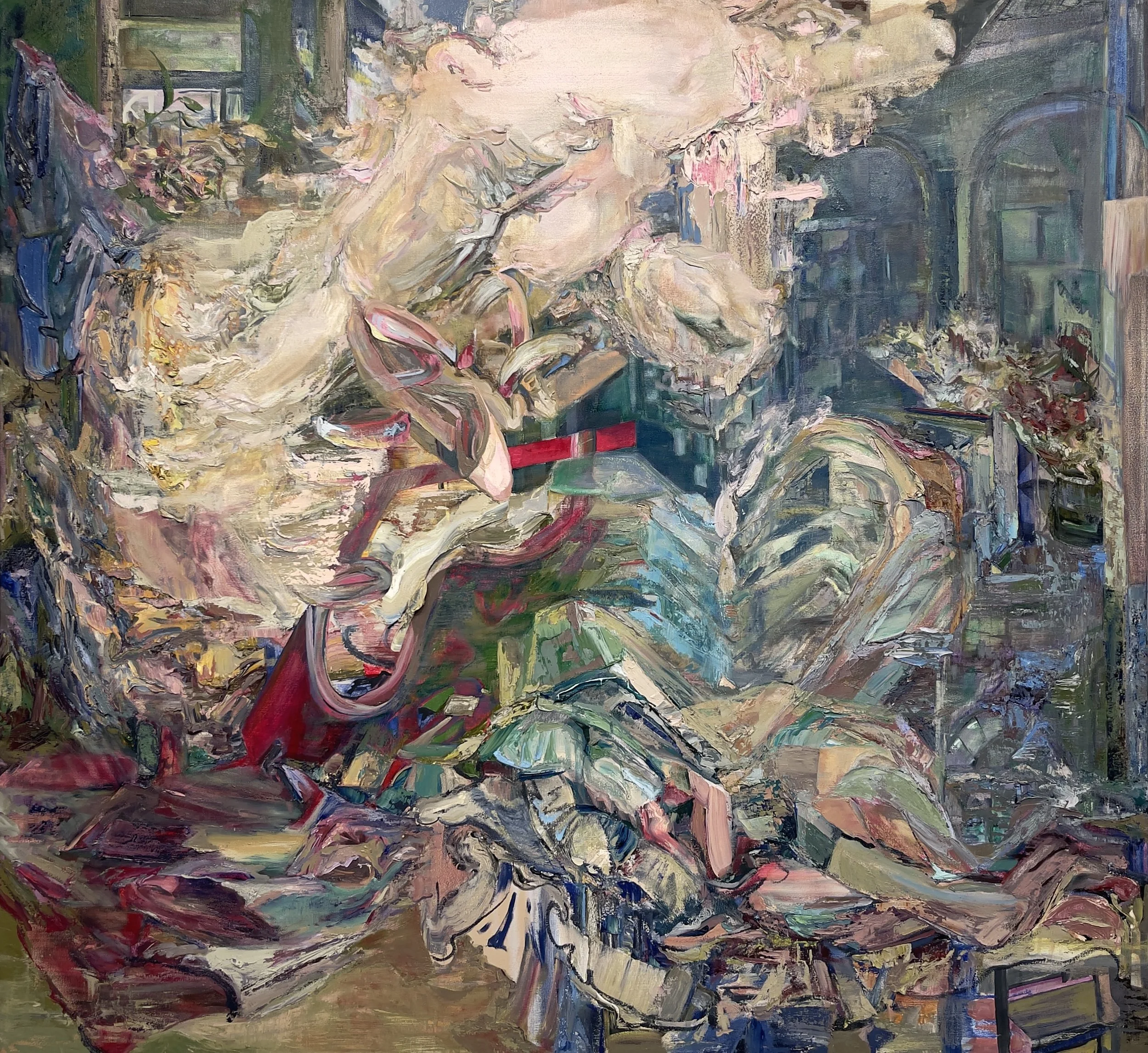 Churning Decadence Oil Paint on Canvas 60” x 65” 2020- 2026 