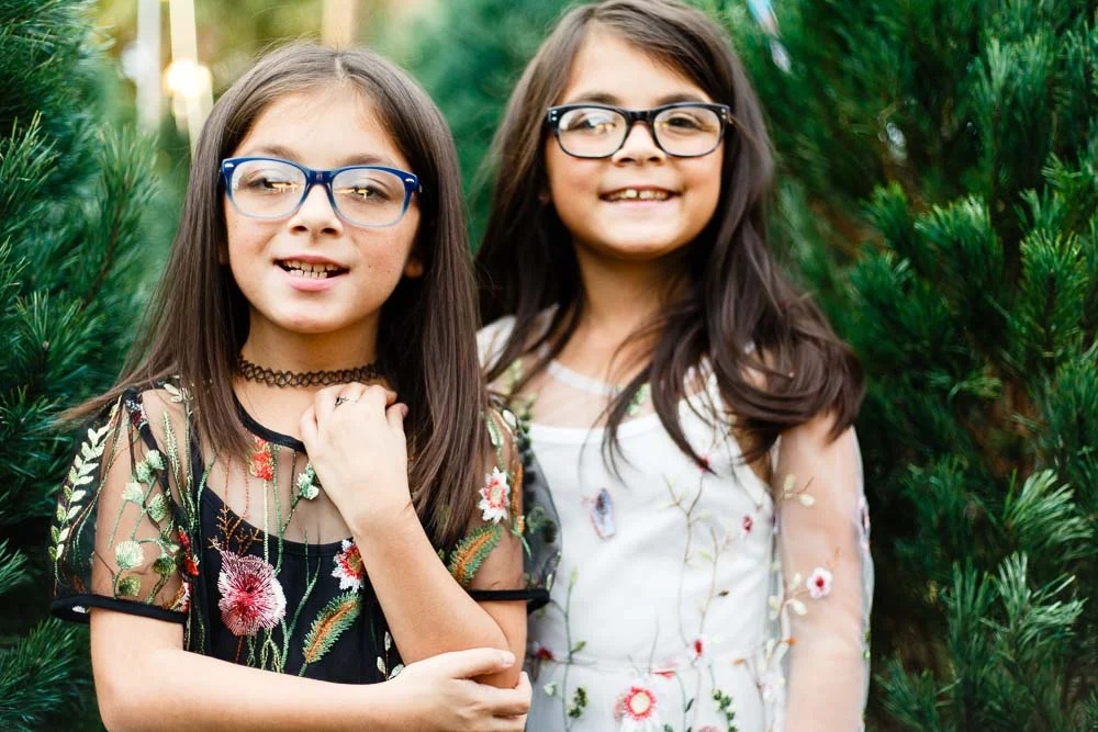 Twin sisters at Christmas time