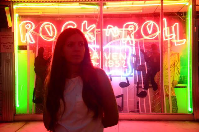 Playing with neon lights at night. Photo by Student Kimberly Chiozza Bridges