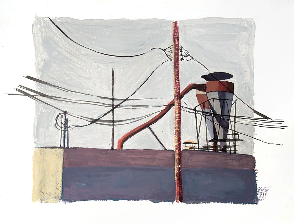 1901 San Fernando Road. Gouache, india ink on gessoed paper. 