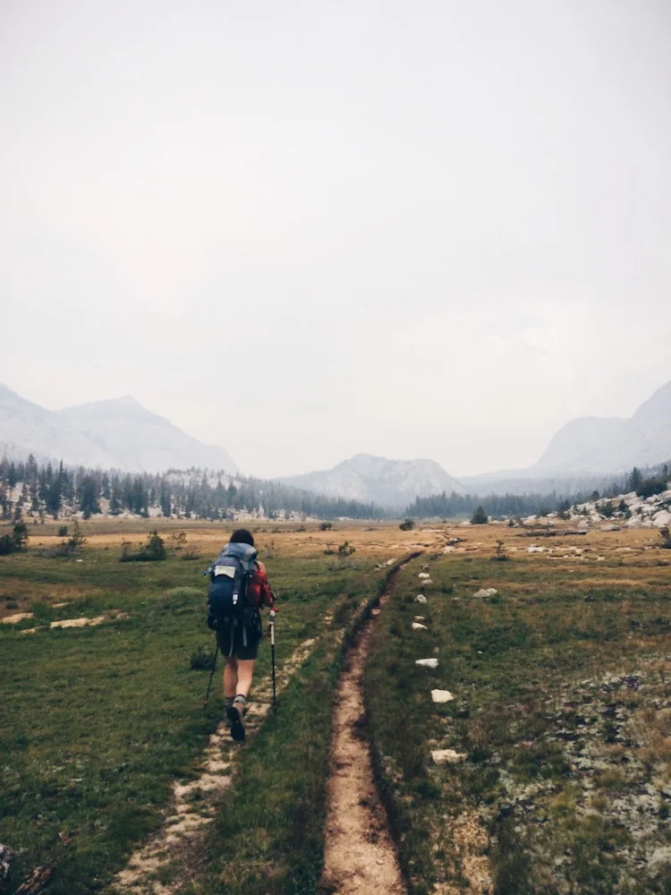  The hike from Merced Lake (elevation ~7,000 ft.) &nbsp;to Vogelsang (elev. ~10,000 ft.) is the most challenging. Luckily, it's also gorgeous. Here we had a much-needed break from the ascent, along a meadow.&nbsp; 