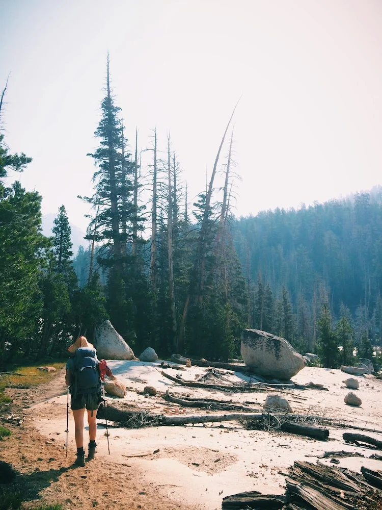  Hiking from Sunrise Lakes to Merced Lake. 