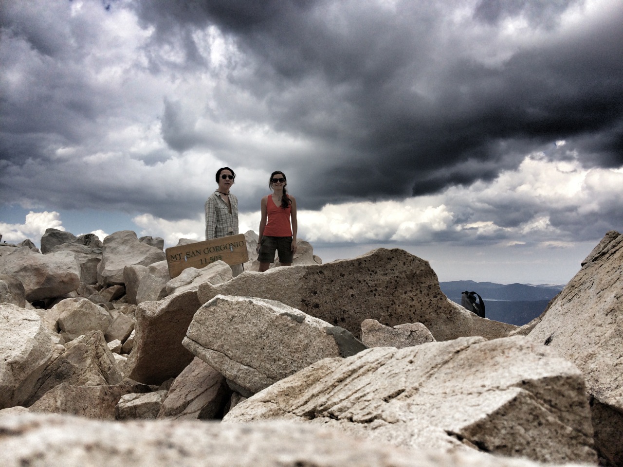  The summit. Note that despite the approaching storm and cold temps, we were so elated to have made it that we didn't notice we were freezing. 