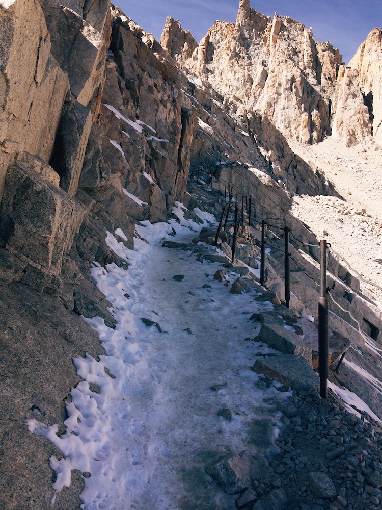  Snow and ice covered some shaded parts of the trail. 