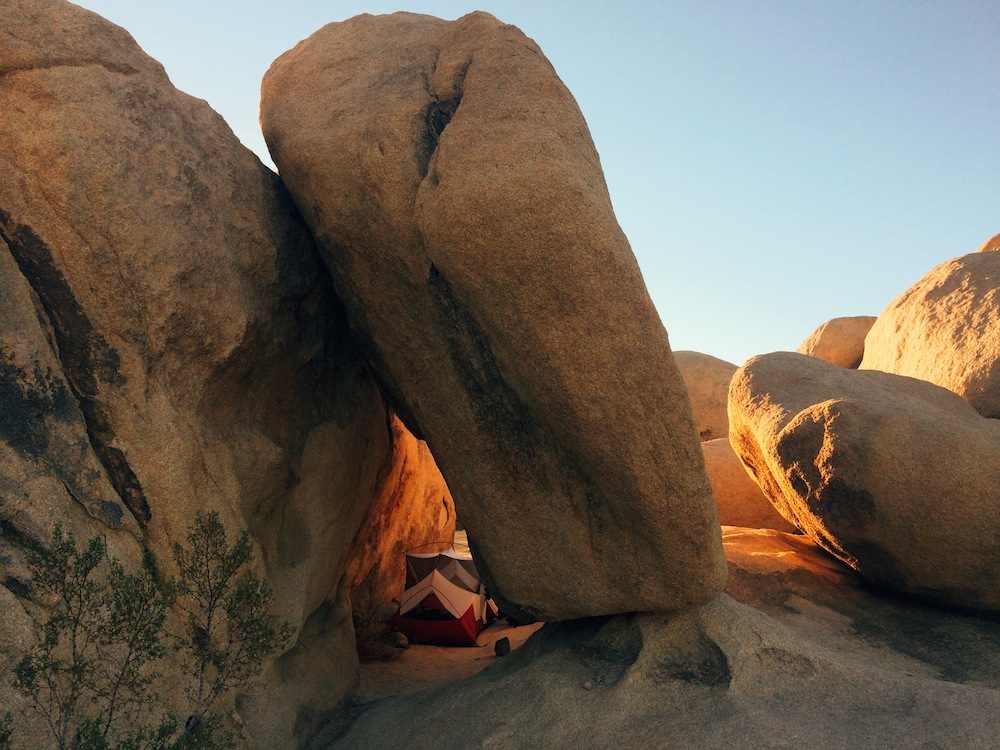  Belle Campground, site 18.&nbsp;Our little tent in what appears to be a very precarious spot...but only from this angle. 