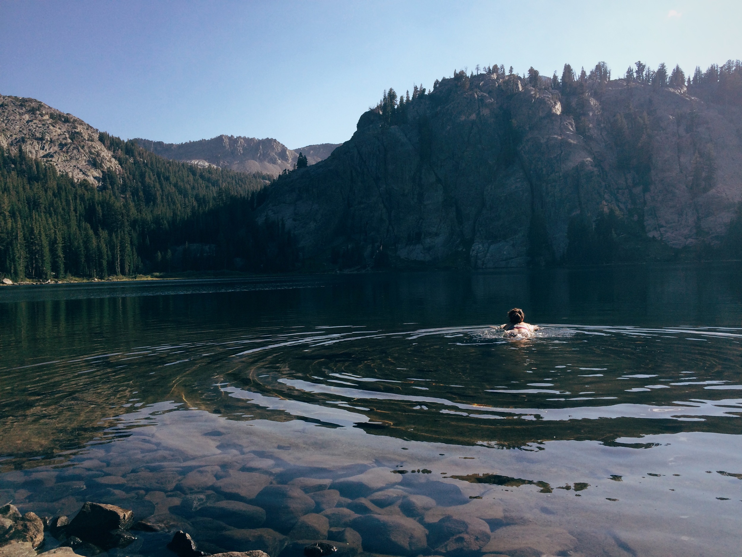  E taking a dip at Rosalie Lake.&nbsp; 