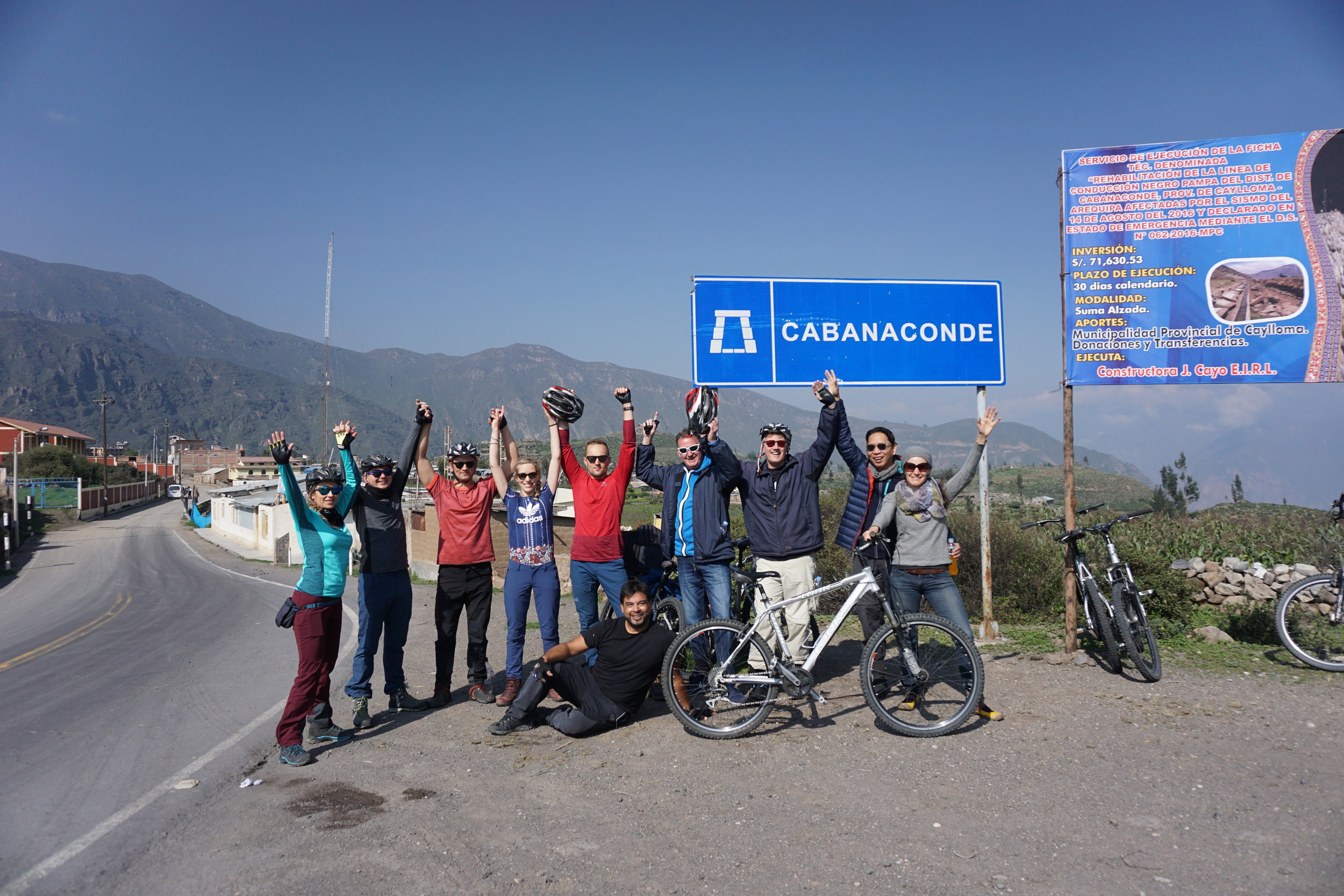  Our group at the end of an invigorating bike ride in Colca Valley&nbsp; 