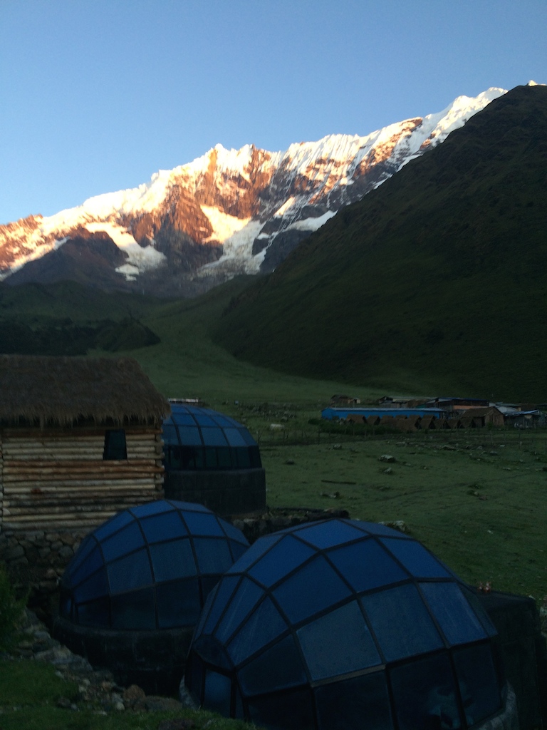  We slept in a glass igloo the first night, the door for which was clearly constructed for a 2-foot-tall hobbit. 