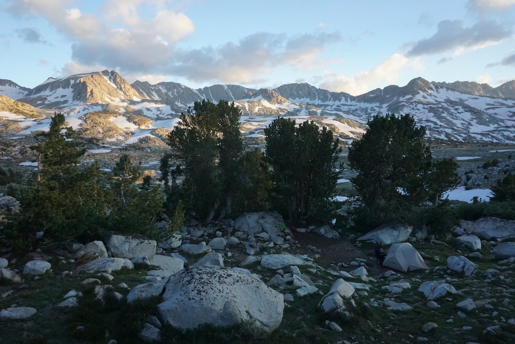 Our final night on the trail was J's birthday. A southbound hiker told us about this hidden campsite earlier in the day. It was perfect. Can you see our tent hiding among the rocks?