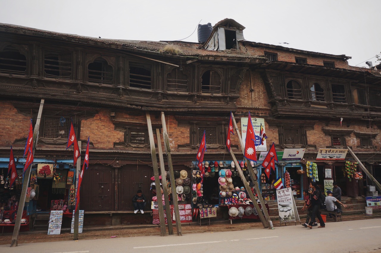  A historic building held up by beams and luck just outside of Bhaktapur’s Durbar Square 