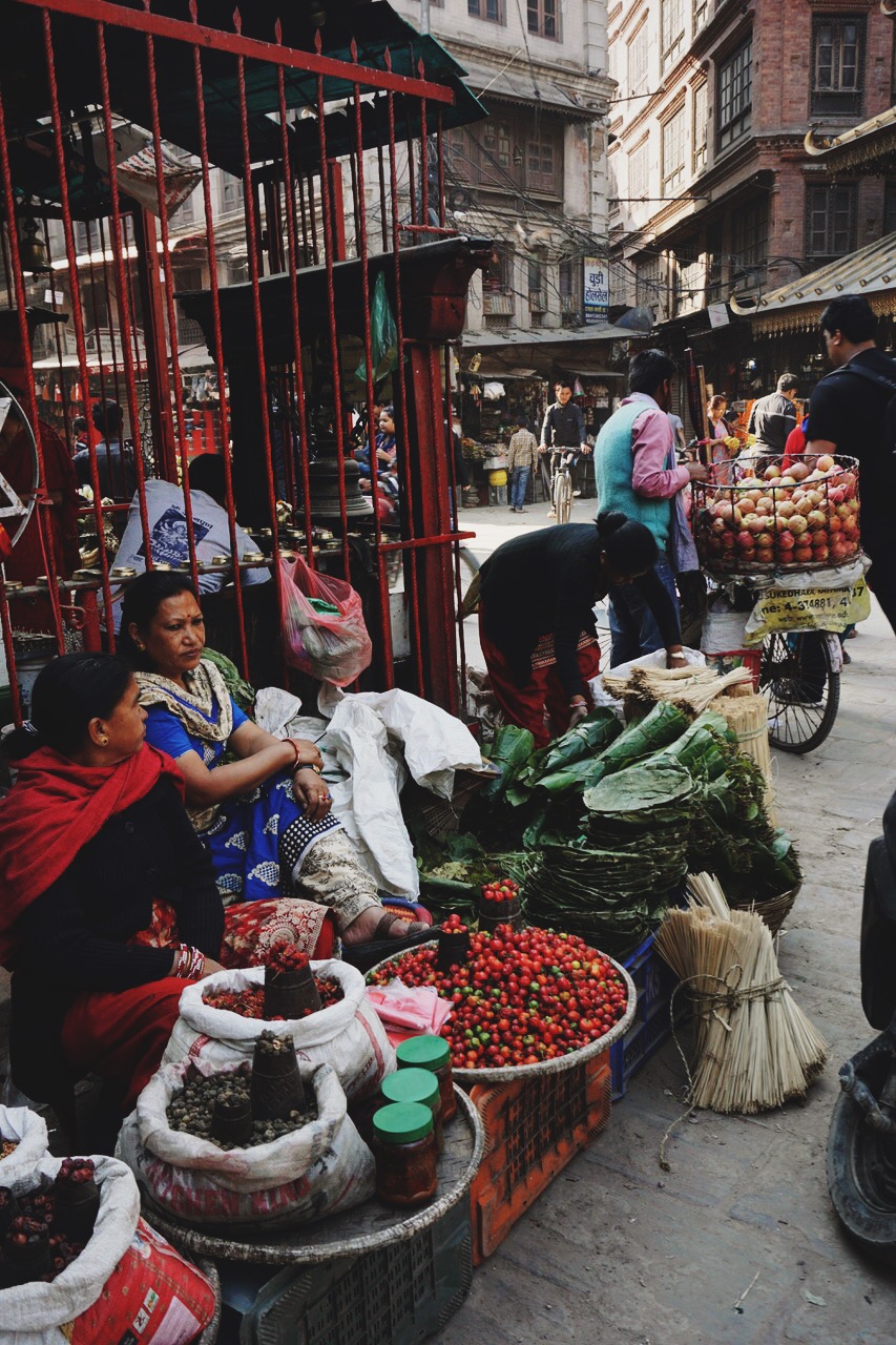  Vendors in one of Kathmandu’s bustling markets   