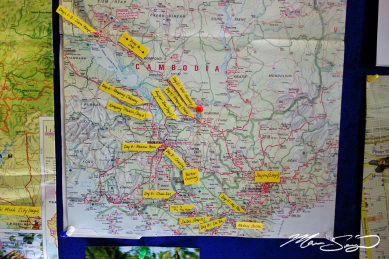 This is our route from Ho Chi Minh City, Vietnam, to Siem Reap, Cambodia.