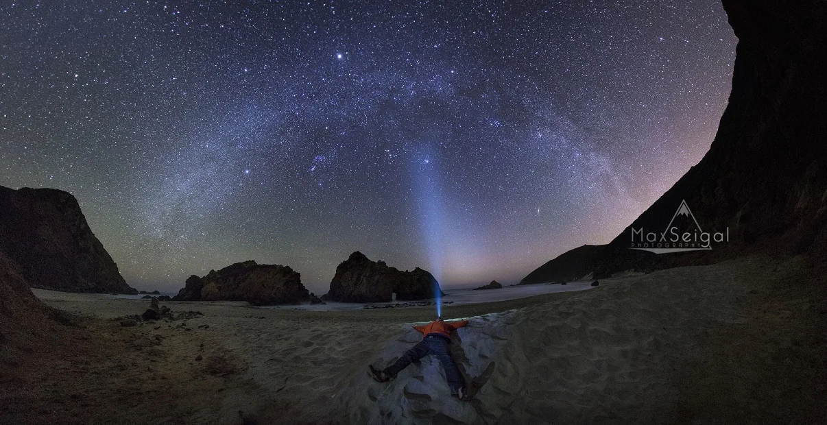 In my element - enjoying the crystal clear night under the stars on the California coast. 