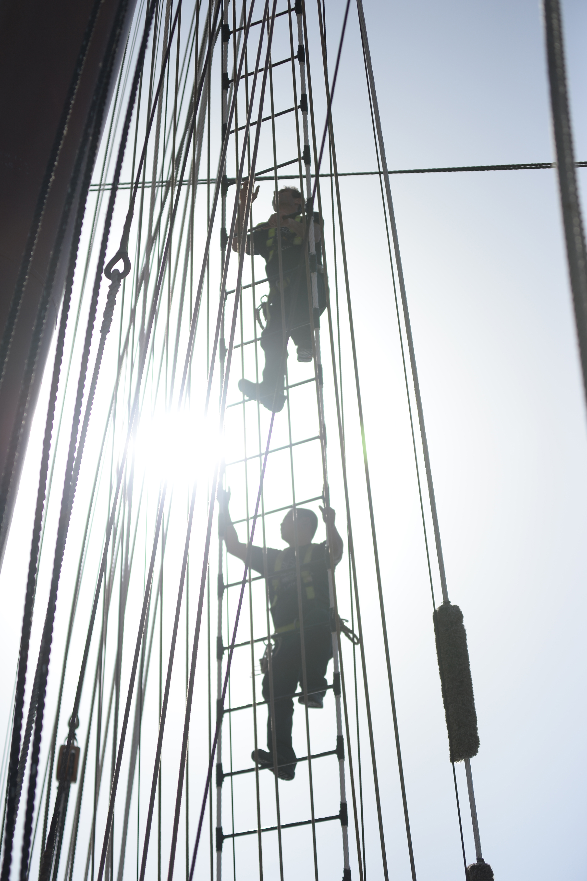 Climbing the rigging...
