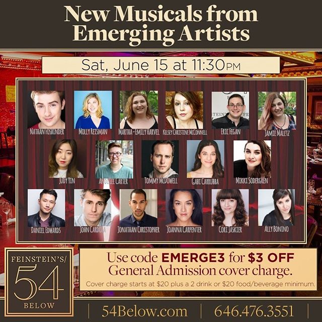 For the night owls out there, we&rsquo;ll be presenting material by four great new writing teams out of @nyutisch at @54below. Tickets are still available, the cast is amazing and I hope to see y&rsquo;all there!