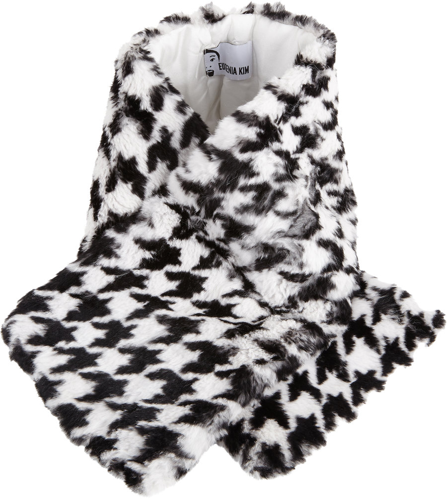 EUGENIA KIM Houndstooth Fur Devorah Wrap $259 Sale