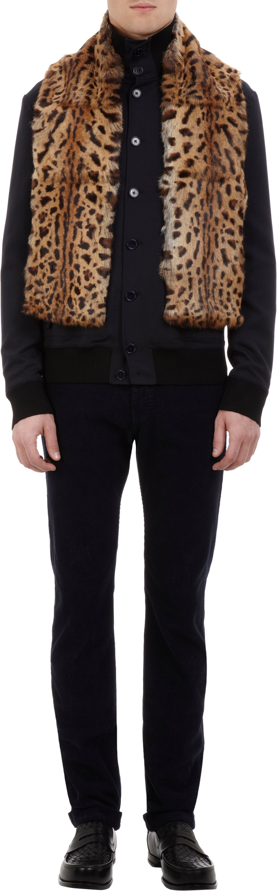 ALBERTUS SWANEPOEL Leopard-Print Fur Scarf $399 Sale