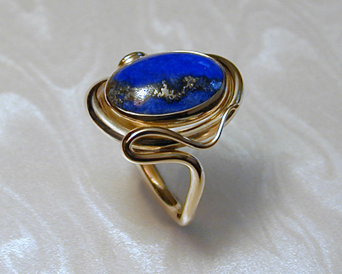 Art Nouveau style ring with Lapis Lazuli.