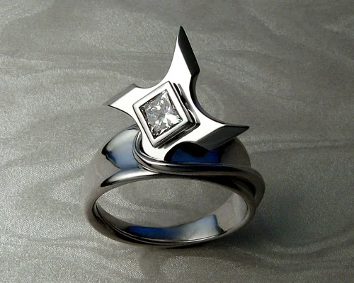 Ninja star, shuriken engagement ring.