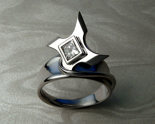 Ninja star, shuriken engagement ring.