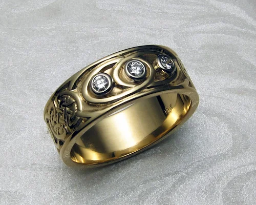 Custom, Celtic band with diamonds.