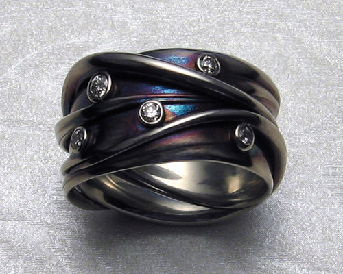 Interwoven, multiple strand, freeform wedding ring. ring.
