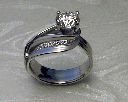 Custom made, ribbon-like, engagement ring — Metamorphosis Jewelry