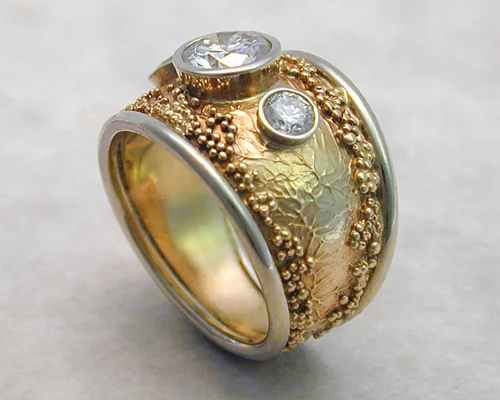 One_of_a_kind, organic engagement ring with granulation.