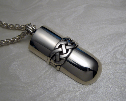 Custom made, memorial capsule with Celtic knot-work.