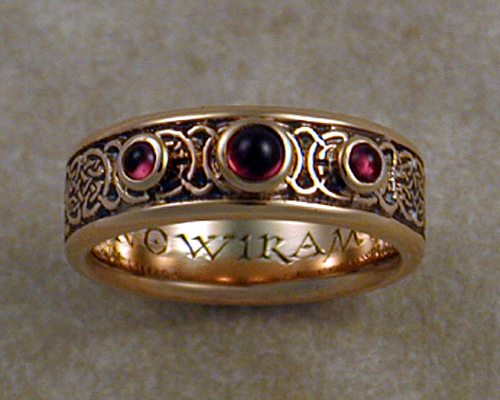 8th to 9th century, Celtic wedding band with garnets.