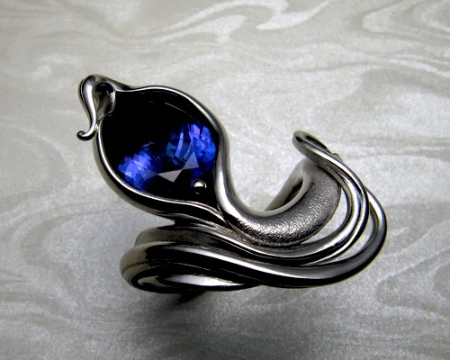 Organic, free-form tanzanite ring.