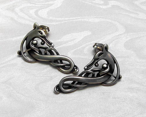 Dragon Stud Earrings in Sterling Silver