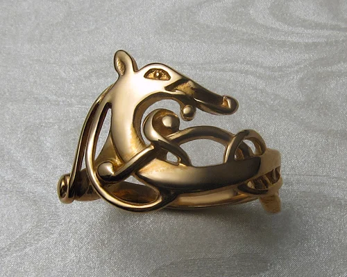 Urnes-Style, Viking Dragon in 18k Yellow Gold