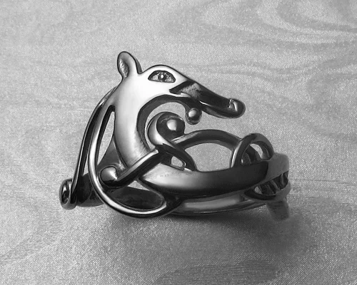 Urnes-Style, Viking Dragon in 14k White Gold