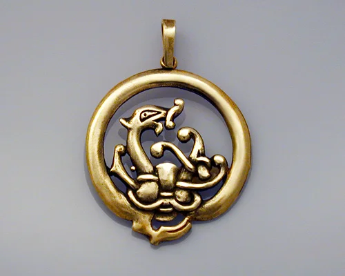 Norse Dragon Pendant in 18k Yellow Gold