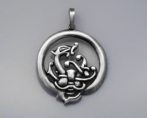 Norse Dragon Pendant in 14k White Gold