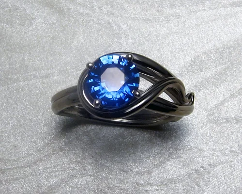 Fluid, organic, Tanzanite engagement ring.
